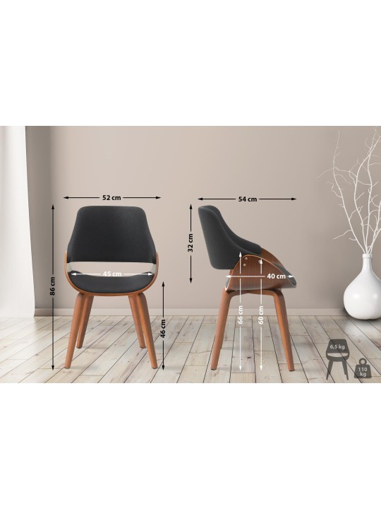 Spisestuestol Vangale stof, valnød/sort Spisestuestol Vangale stof, valnød/sort