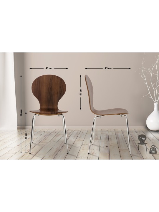 Sæt med 2 Diego gæstestole, valnød