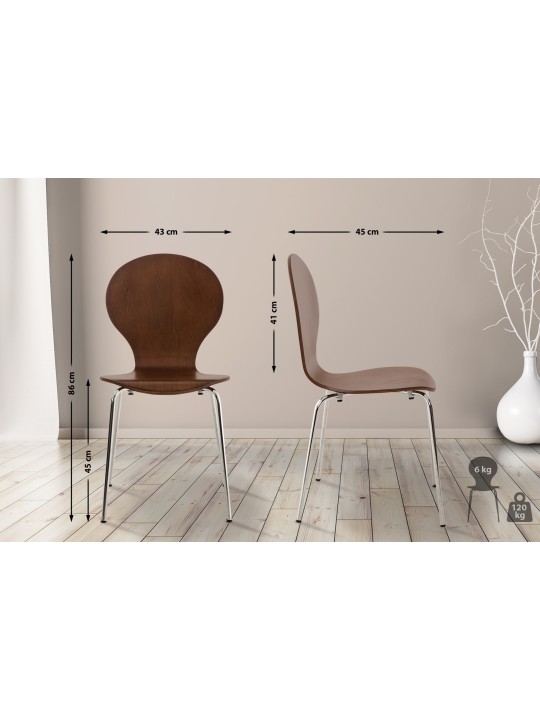 Sæt med 4 besøgsstole Diego, brun