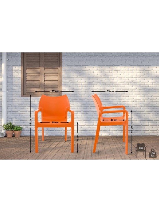 SÆT med 2 stabelstole DIVA, orange