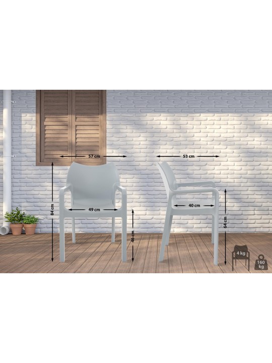 SÆT med 2 stabelstole DIVA, lysegrå