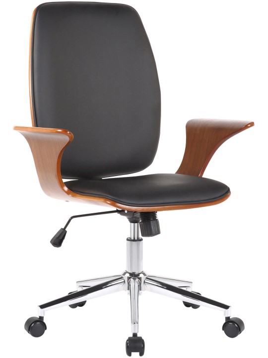 Kontorstol Burbank imiteret læder, valnød/sort