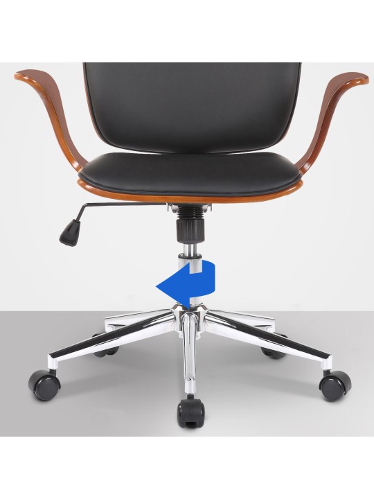 Kontorstol Burbank imiteret læder, valnød/sort