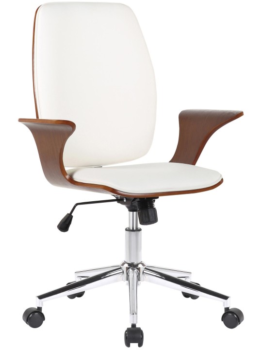 Kontorstol Burbank imiteret læder, valnød/hvid