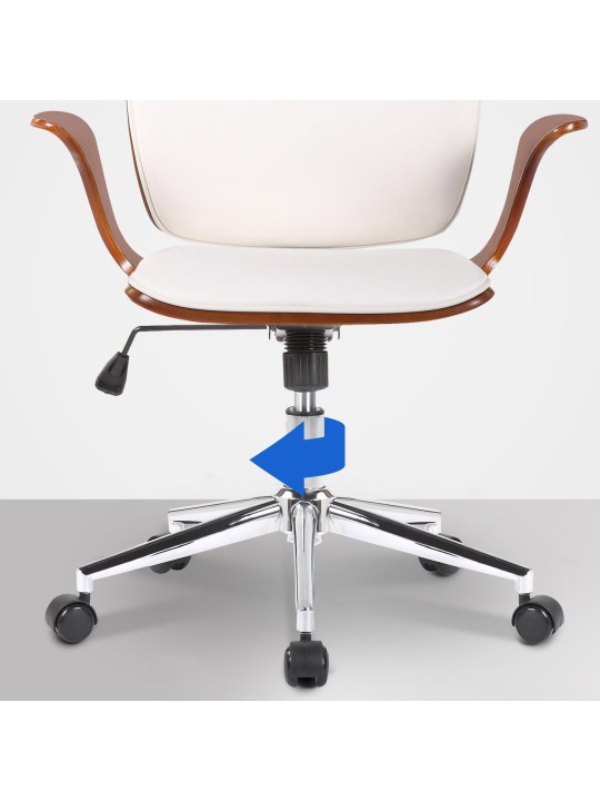 Kontorstol Burbank imiteret læder, valnød/hvid