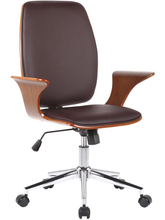 Kontorstol Burbank imiteret læder, valnød/brun