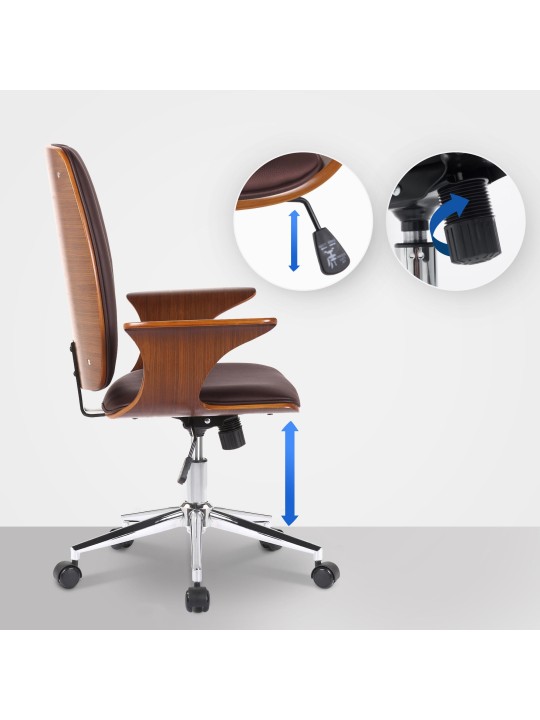 Kontorstol Burbank imiteret læder, valnød/brun