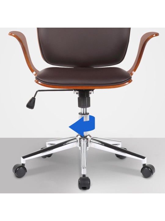 Kontorstol Burbank imiteret læder, valnød/brun