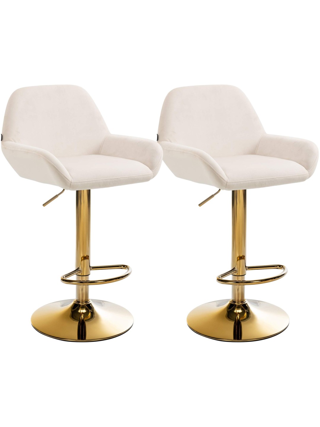 Sæt med 2 barstole Braga Gold Velvet, creme