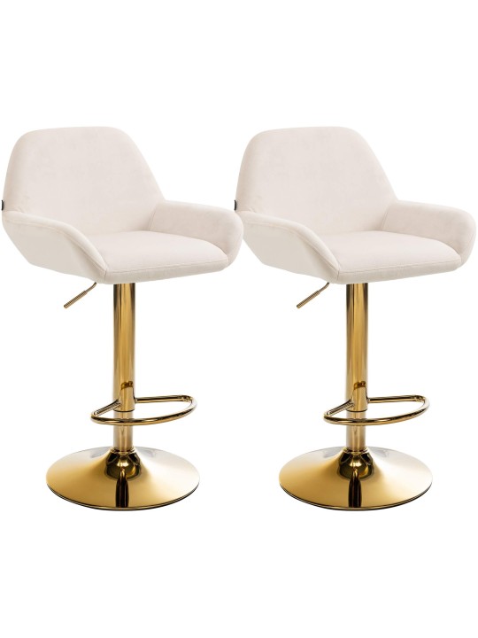 Sæt med 2 barstole Braga Gold Velvet, creme