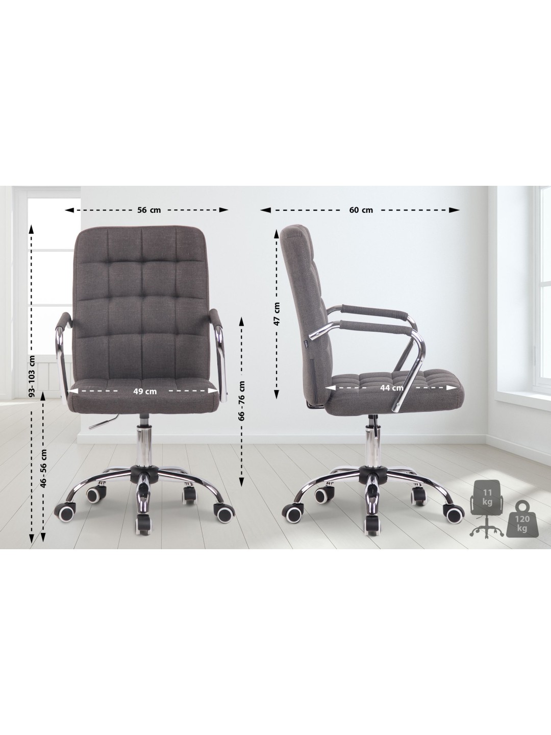 Kontorstol Terni stof, mørkegrå