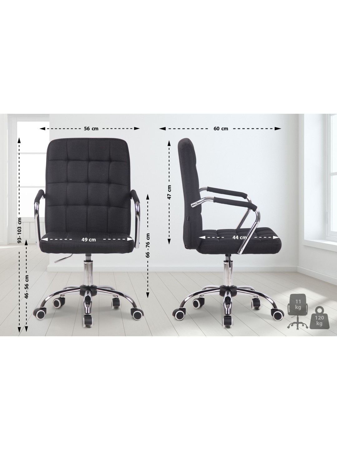 Kontorstol Terni stof, sort