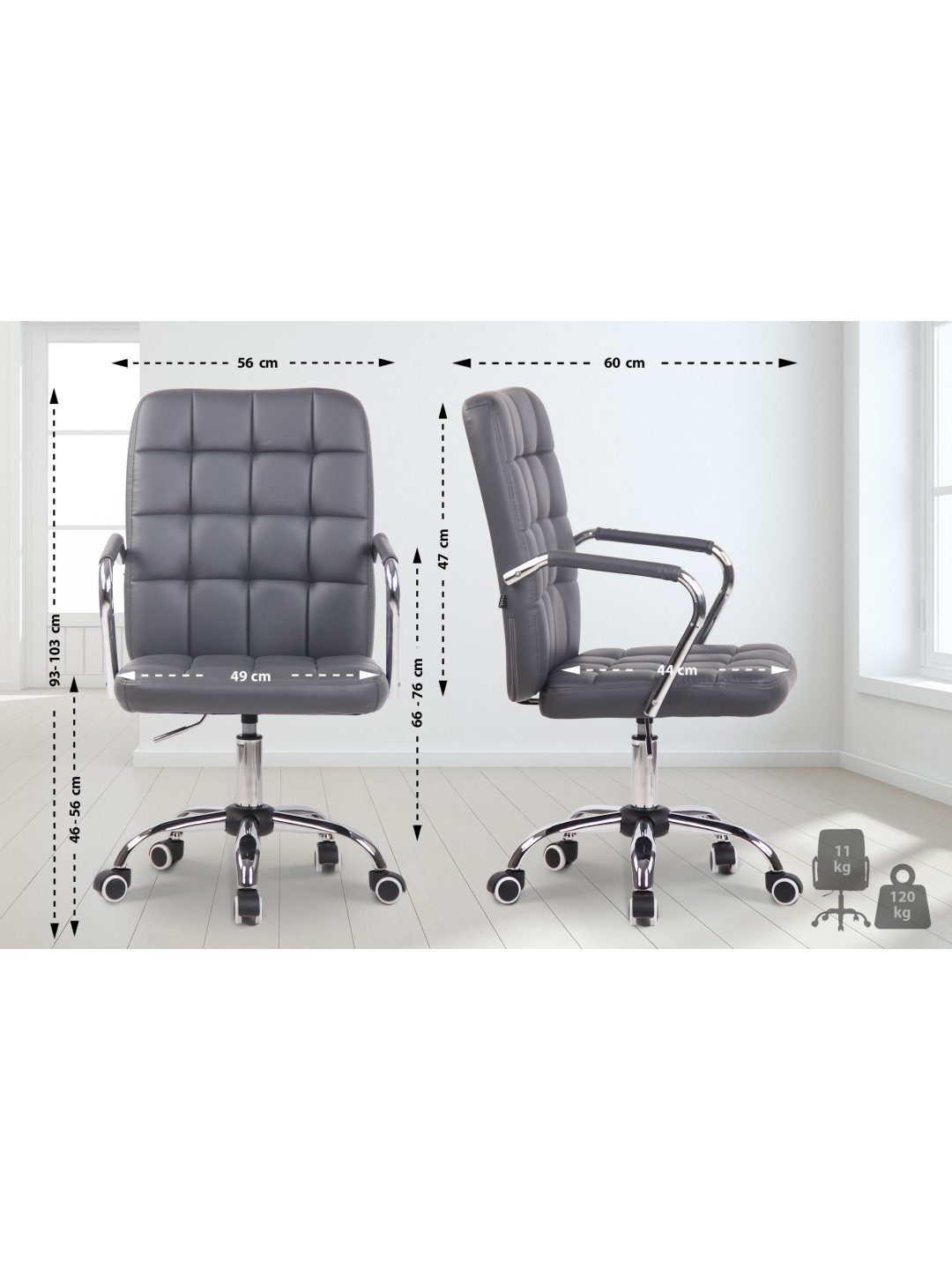 Kontorstol Terni imiteret læder, grå