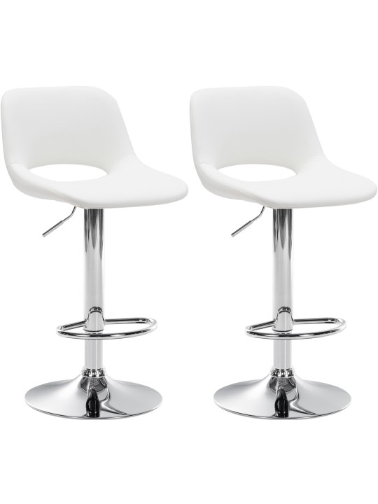 Sæt med 2 barstole Camden imiteret læder krom, hvid