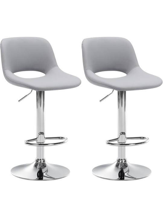 Sæt med 2 barstole Camden imiteret læder krom, grå