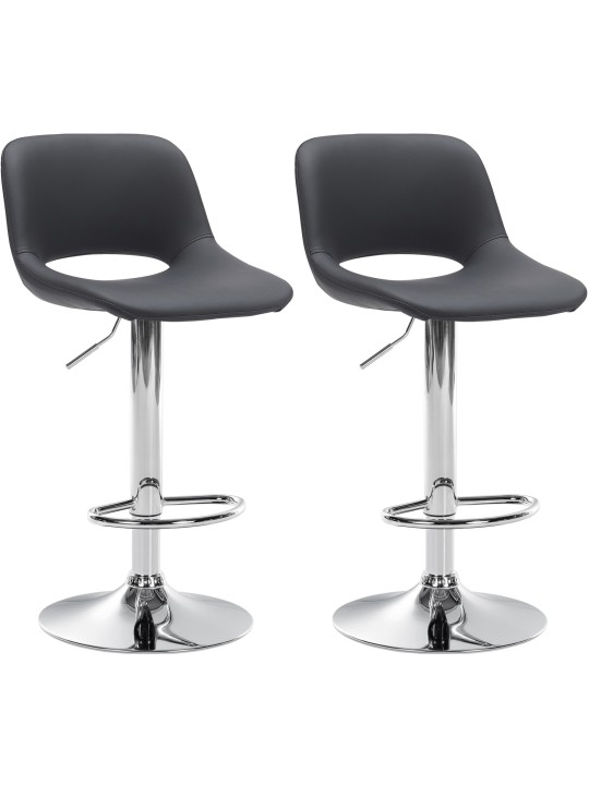 Sæt med 2 barstole Camden imiteret læder krom, sort