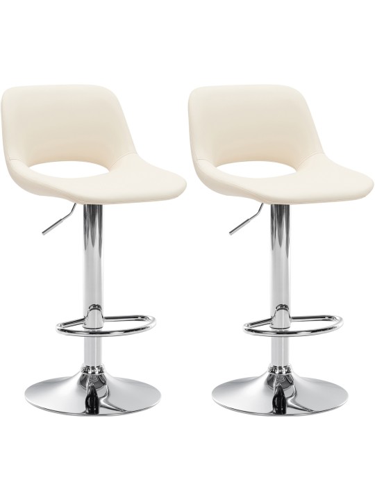 Sæt med 2 barstole Camden imiteret læder krom, creme