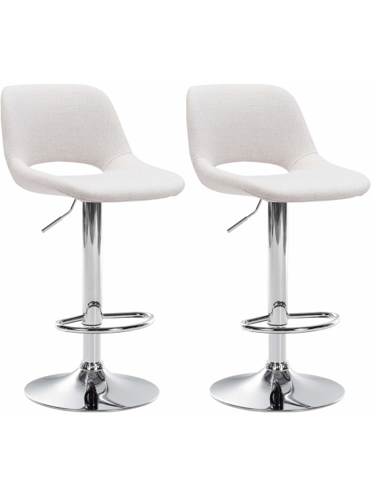 Sæt med 2 barstole Camden stof krom, creme