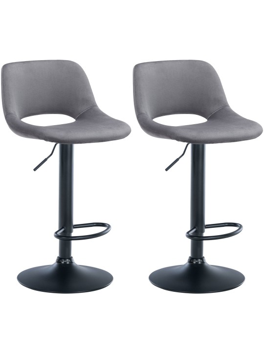 Sæt med 2 barstole Camden velvet, mørkegrå