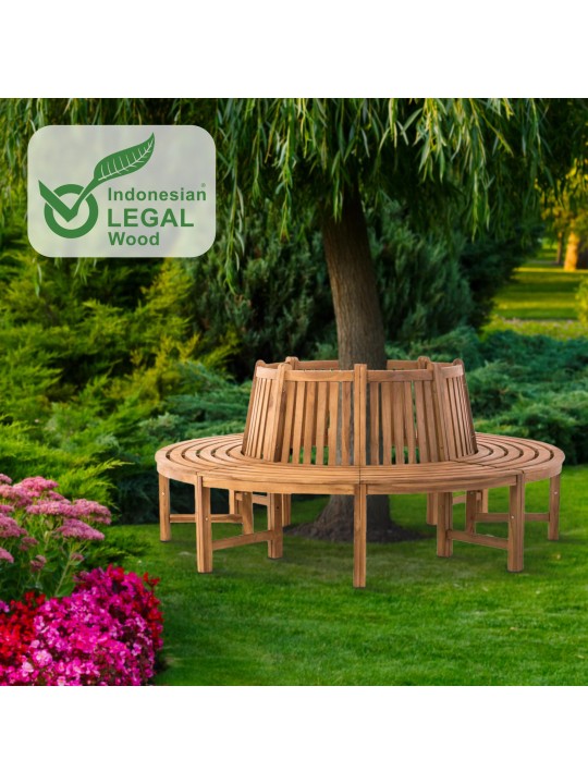 Træbænk Novum omkring 200 cm, teak