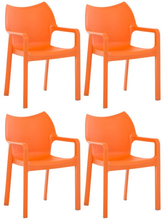 Sæt med 4 stole Diva, orange