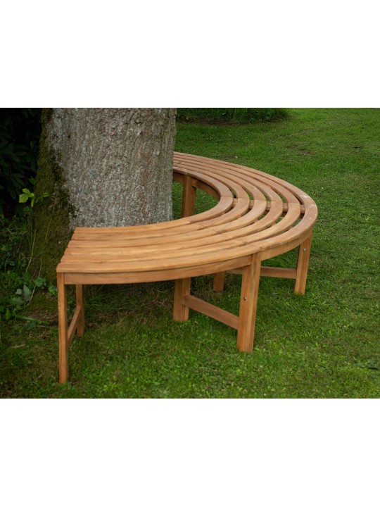 Træbænk Han 200 cm halvcirkelformet UDEN ryglæn, teak Træbænk Han 200 cm halvcirkelformet UDEN ryglæn, teak