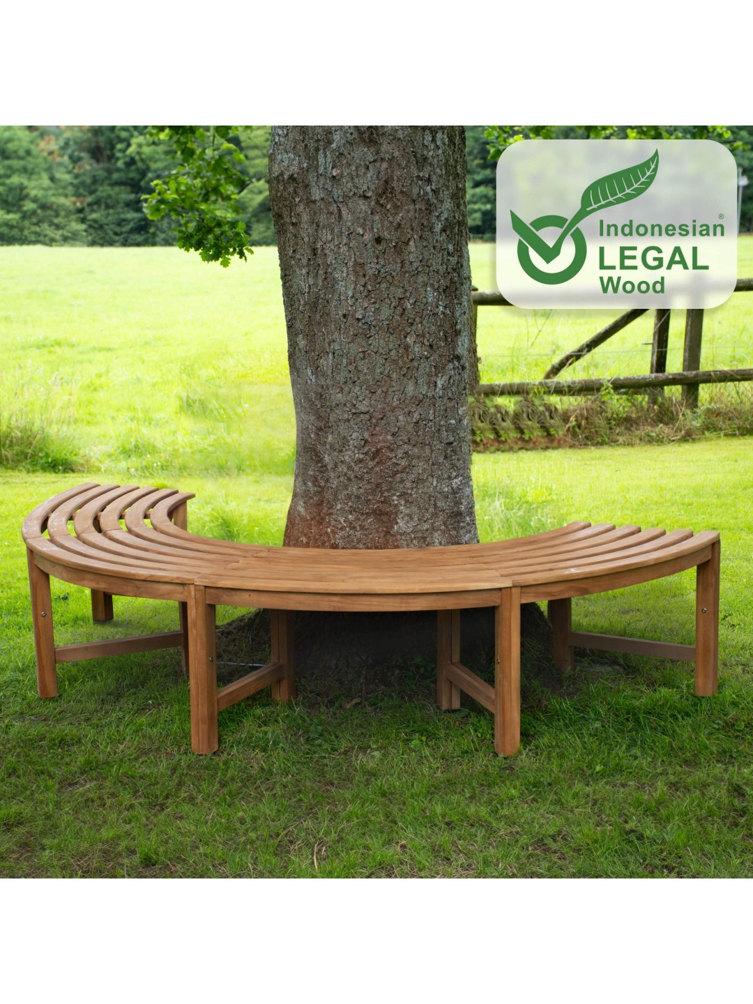 Træbænk Han 200 cm halvcirkelformet UDEN ryglæn, teak
