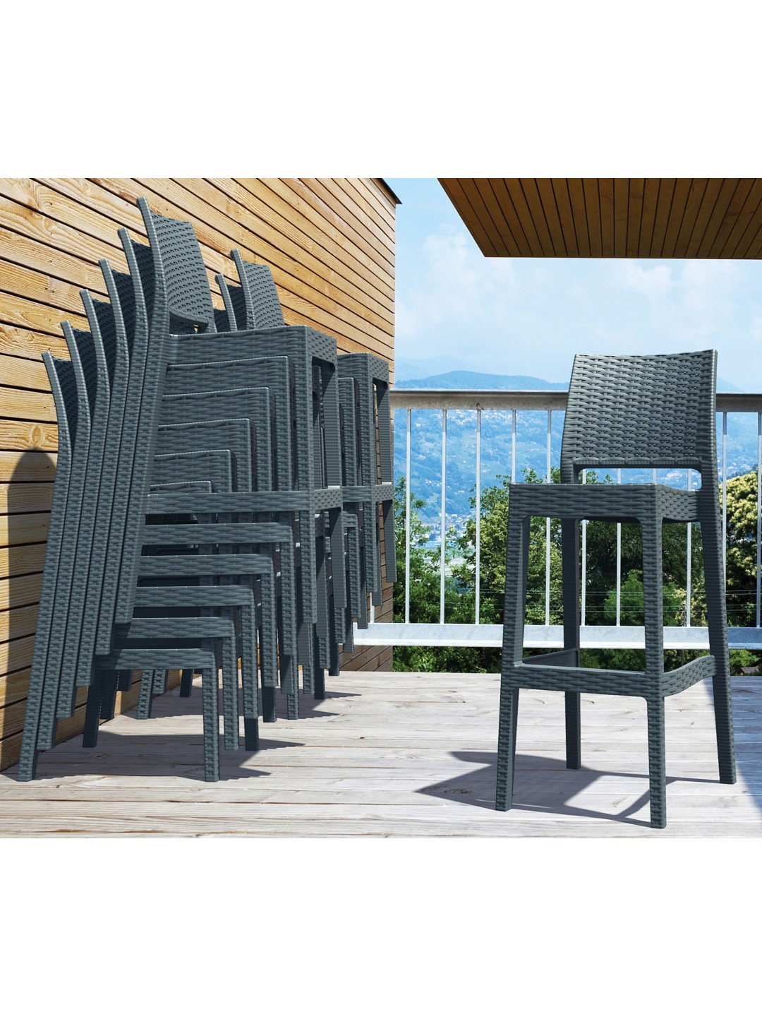 Sæt med 4 barstole Jamaica, mørkegrå