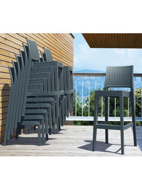 Sæt med 4 barstole Jamaica, mørkegrå