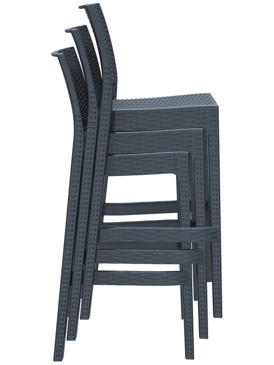 Sæt med 4 barstole Jamaica, mørkegrå