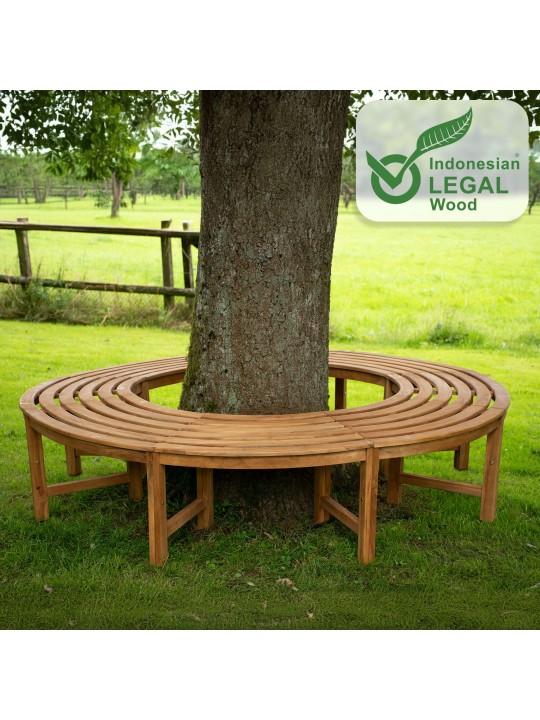 Træbænk Nila 200 cm rund UDEN ryglæn, brun