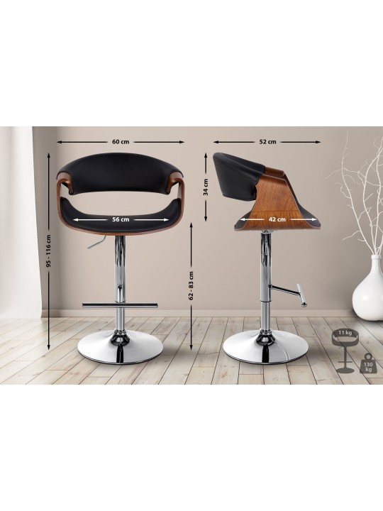 Barstol Foley imiteret læder eg, sort