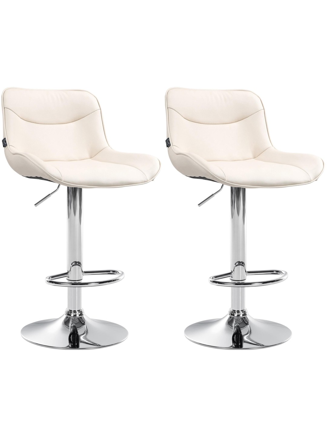 Sæt med 2 barstole Vonore imiteret læder krom, creme
