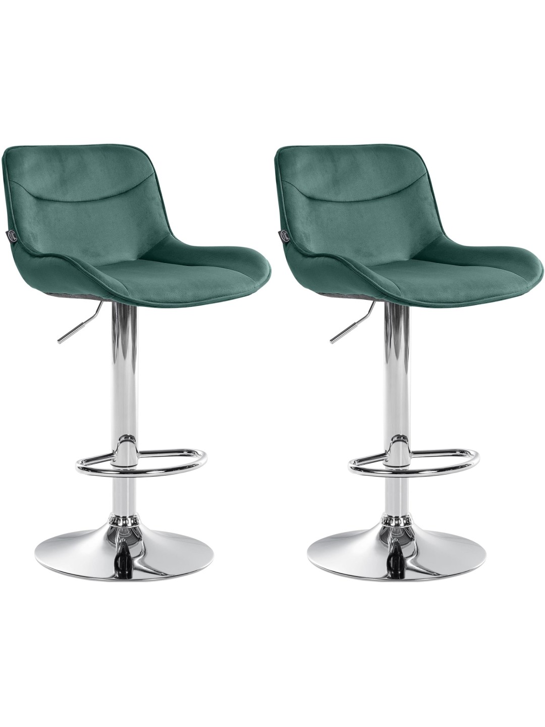 Sæt med 2 barstole Vonore fløjlskrom, grøn