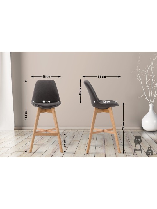 Barstol Cannes stof Natura, mørkegrå Barstol Cannes stof Natura, mørkegrå