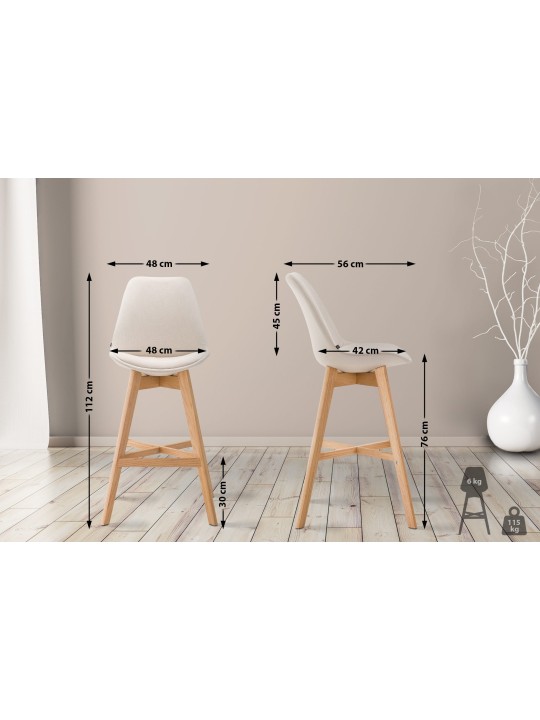 Barstol Cannes stof Natura, creme Barstol Cannes stof Natura, creme