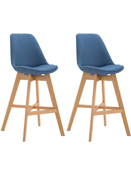 Sæt med 2 barstole Cannes stof natur, blå