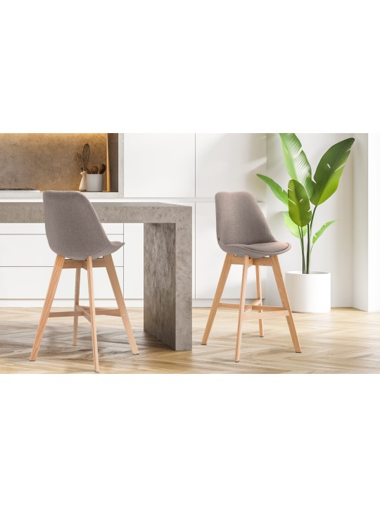 Sæt med 2 barstole Cannes stof natur, taupe