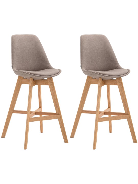 Sæt med 2 barstole Cannes stof natur, taupe