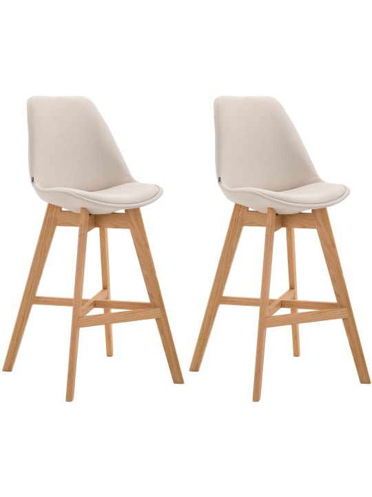 Sæt med 2 barstole Cannes stof natur, creme