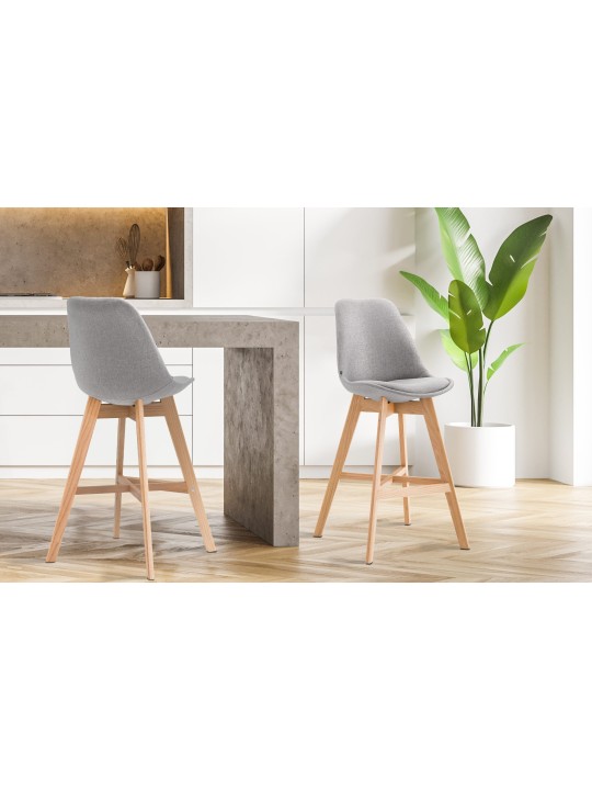 Sæt med 2 barstole Cannes stof natur, grå