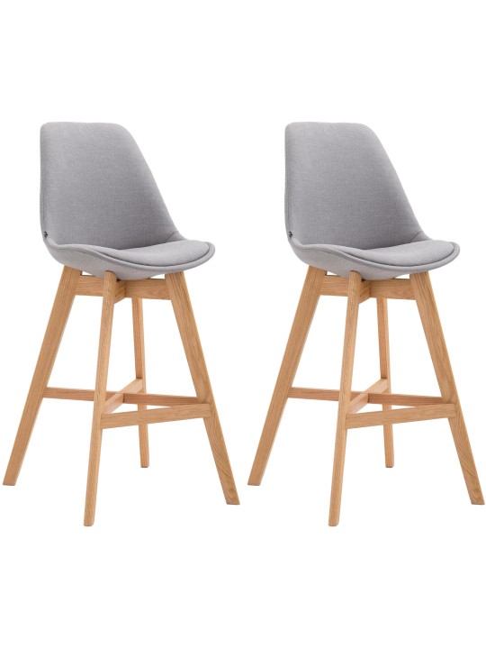 Sæt med 2 barstole Cannes stof natur, grå