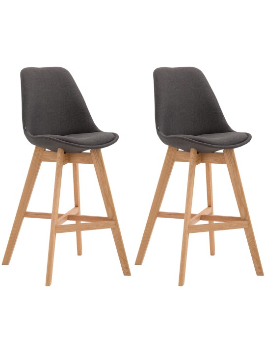 Sæt med 2 barstole Cannes stof natur, mørkegrå