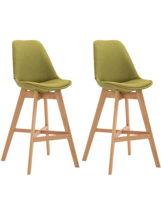 Sæt med 2 barstole Cannes stof natur, grøn