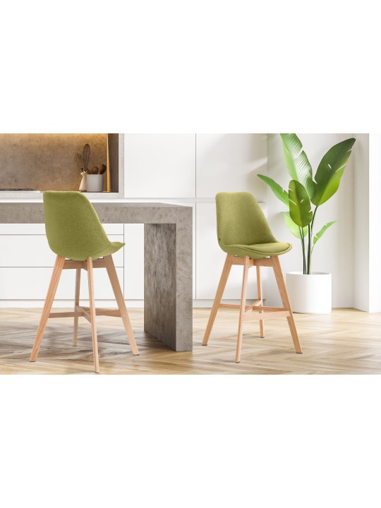 Sæt med 2 barstole Cannes stof natur, grøn