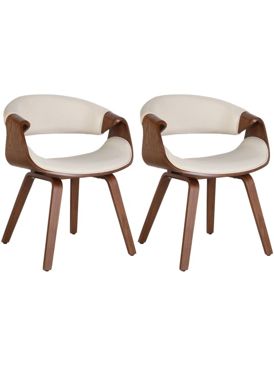 Sæt med 2 spisestuestole Foley stof, eg/creme