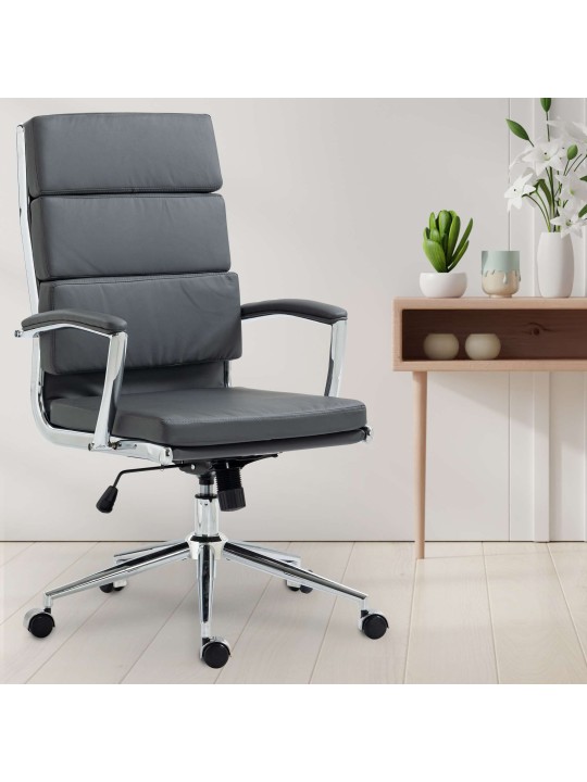 Kontorstol Cleveland imiteret læder, grå