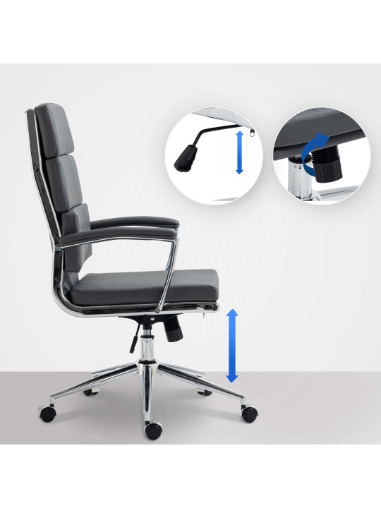 Kontorstol Cleveland imiteret læder, grå