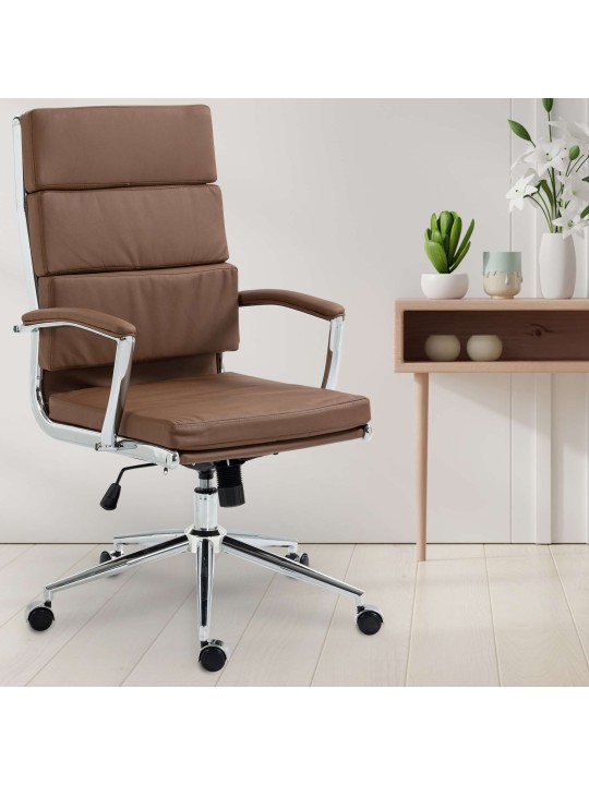 Kontorstol Cleveland imiteret læder, lysebrun