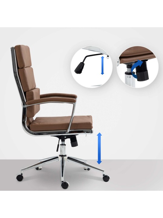 Kontorstol Cleveland imiteret læder, lysebrun